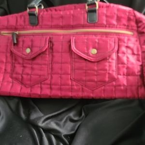 Lancome quilted red tote bag 17 in x 8in